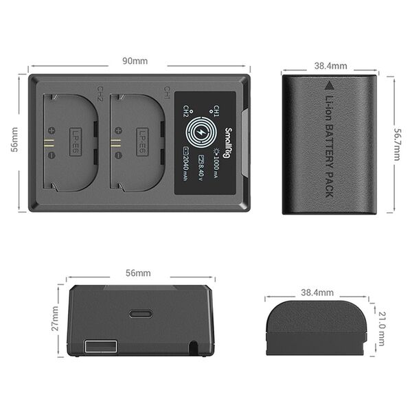 SmallRig 3821 LP E6NH Kamera-Akku und Ladeset 