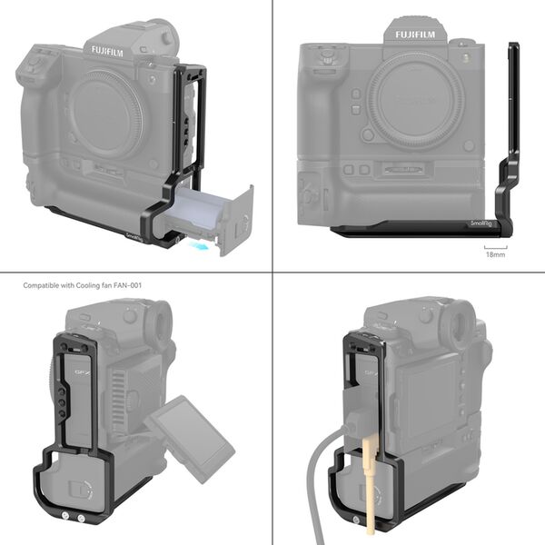 SmallRig 4203 Dediziertes L-Bracket für Fujifilm GFX100 II mit VG-GFX100ll Batteriegriff 