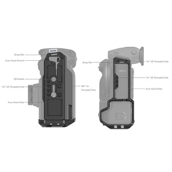 SmallRig 4203 Dediziertes L-Bracket für Fujifilm GFX100 II mit VG-GFX100ll Batteriegriff 