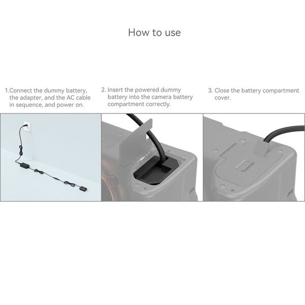 SmallRig 4269 NP-FZ100 Dummy-Batterie mit Netzadapter (EU-Standard) 