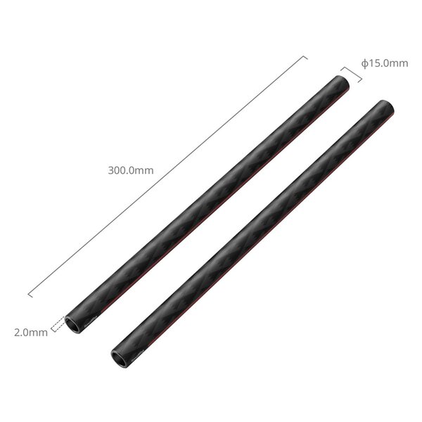 SmallRig 5212 15 mm Kohlefaser Rods Paar, Länge 30cm 