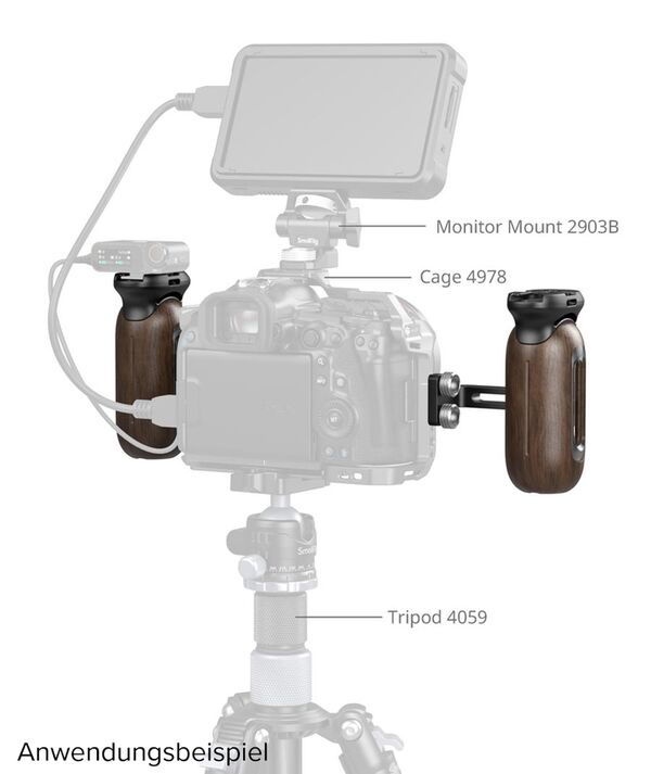 SmallRig 5237 Seitlicher Holzgriff mit 1/4 -20 Schrauben 