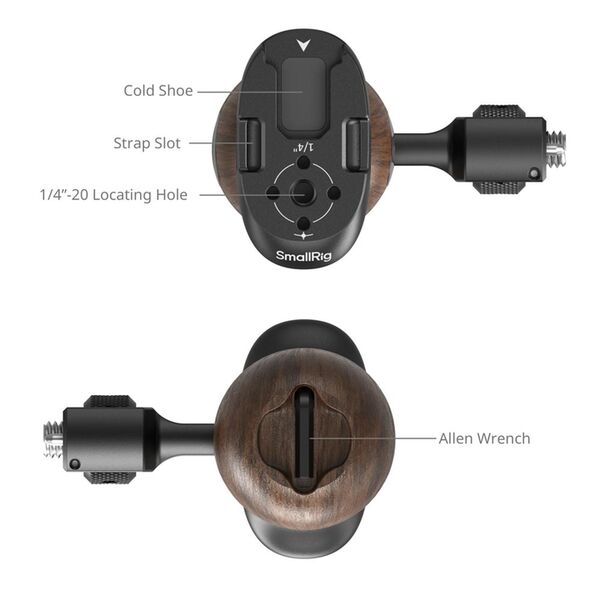 SmallRig 5238 Seitlicher Holzgriff mit 1/4 -20&3/8 -16 ARRI-Pos.-Schrauben 