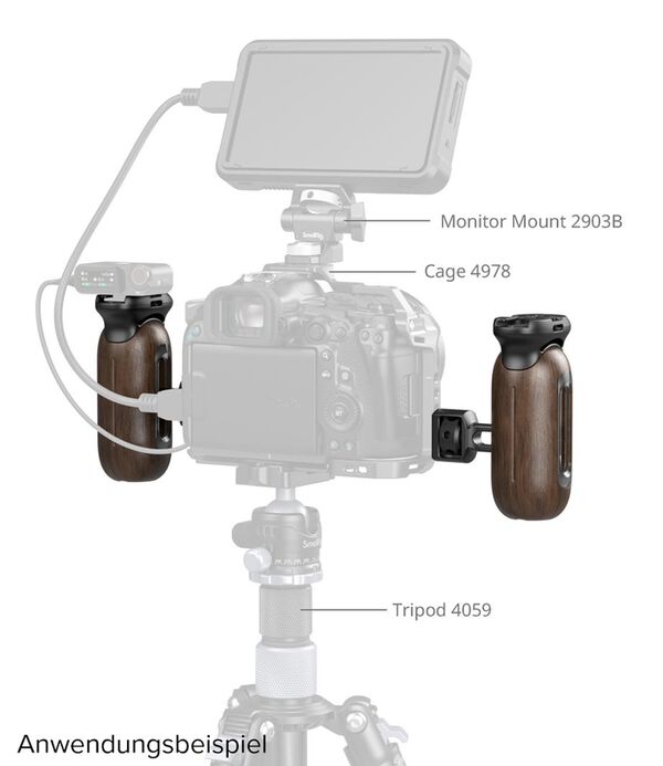 SmallRig 5238 Seitlicher Holzgriff mit 1/4 -20&3/8 -16 ARRI-Pos.-Schrauben 