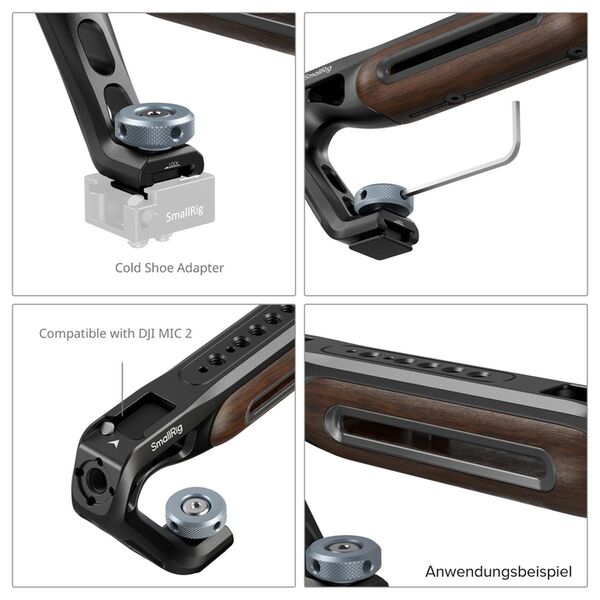 SmallRig 5250 oberer Griff aus Holz mit Cold Shoe Mount 