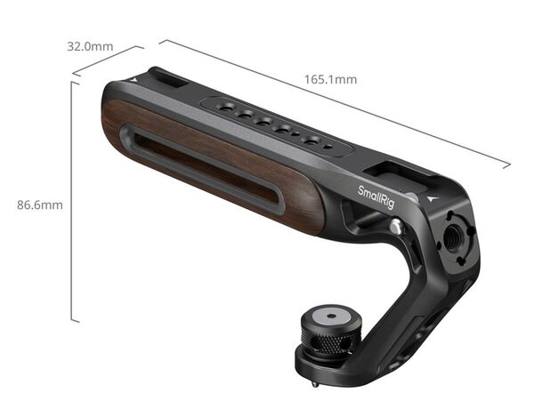 SmallRig 5252 oberer Griff aus Holz mit 1/4 -20 und ARRI 3/8 -16 Fixierschraube 