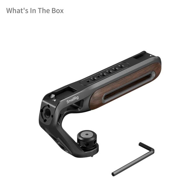 SmallRig 5252 oberer Griff aus Holz mit 1/4 -20 und ARRI 3/8 -16 Fixierschraube 