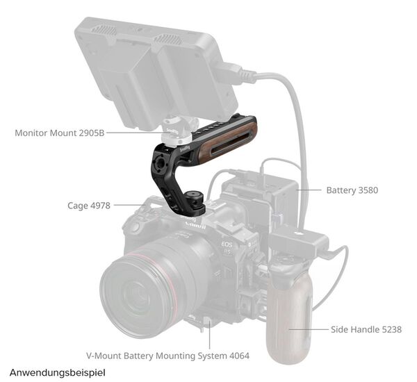 SmallRig 5252 oberer Griff aus Holz mit 1/4 -20 und ARRI 3/8 -16 Fixierschraube 