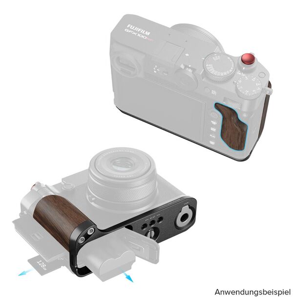 SmallRig 5266 L-förmige Montageplatte mit Holzgriff für FUJIFILM GFX100RF 