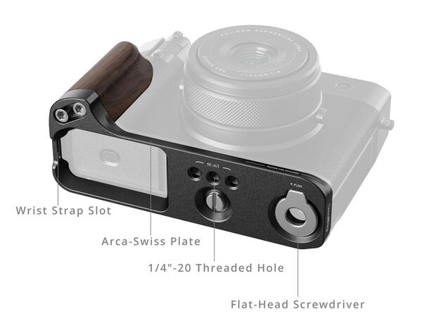 SmallRig 5266 L-förmige Montageplatte mit Holzgriff für FUJIFILM GFX100RF 