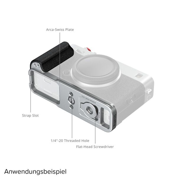 SmallRig 5447 L-förmige Montageplatte mit Silikongriff für FUJIFILM X-E5  silber