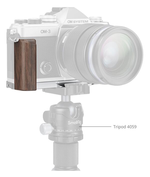 SmallRig 5563 L-förmige Montageplatte mit Holzgriff für OM SYSTEM OM-3 