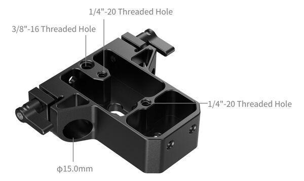 SmallRig 5609 untere Montageplatte mit doppelter 15 mm Stangenklemme 