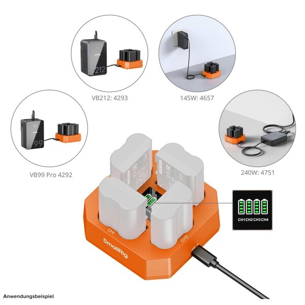 SmallRig 5747 Vierkanal-Kamera-Akku für EN-EL15c 