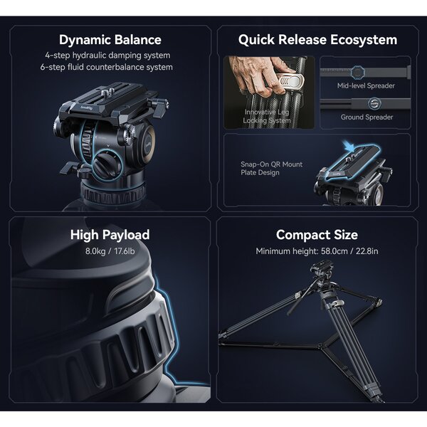 SmallRig FreeBlazer Ausgleichs-Carbonfaser-Video-Stativ-Kit AD-Pro8 