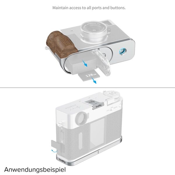 SmallRig L-förmige Montageplatte mit Holzgriff für FUJIFILM X half  silber