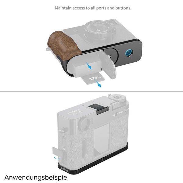 SmallRig L-förmige Montageplatte mit Holzgriff für FUJIFILM X half  schwarz