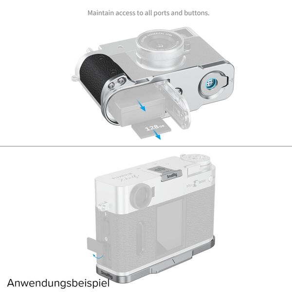 SmallRig L-förmige Montageplatte mit Silikongriff für FUJIFILM X half  silber