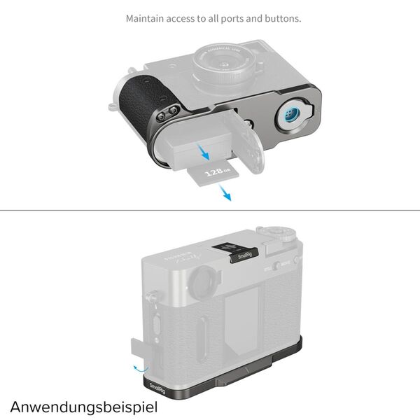 SmallRig L-förmige Montageplatte mit Silikongriff für FUJIFILM X half  Holzkohle-Silber