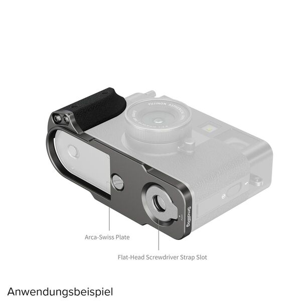 SmallRig L-förmige Montageplatte mit Silikongriff für FUJIFILM X half  Holzkohle-Silber