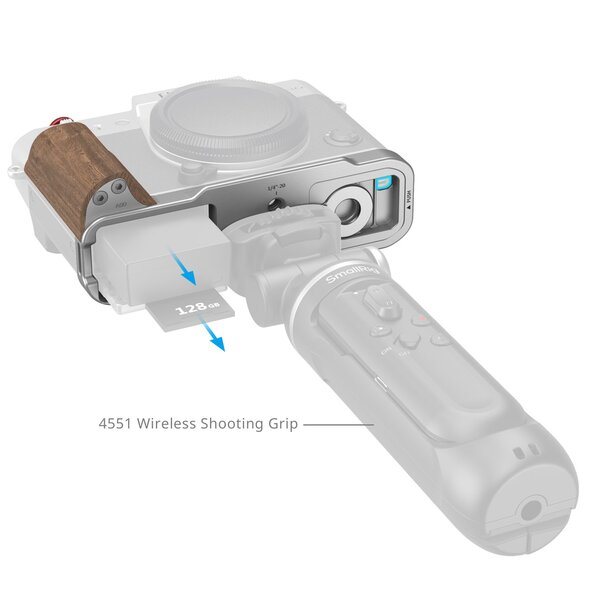 SmallRig L-förmiger Griff für FUJIFILM X-T30 III / X-T30 II / X-T30  Holz silber
