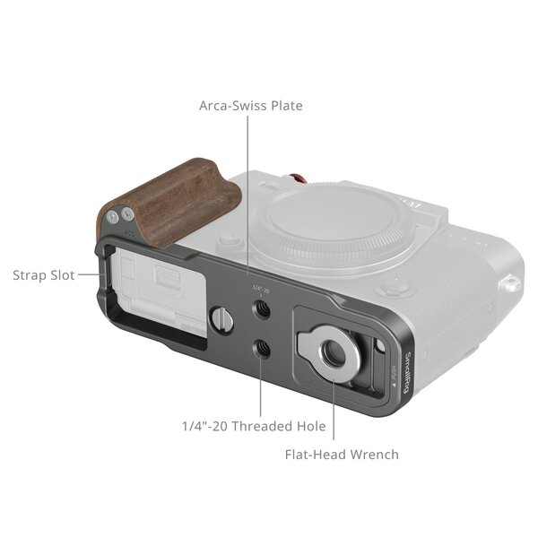 SmallRig L-förmiger Griff für FUJIFILM X-T30 III / X-T30 II / X-T30  Holz Holzkohle-Silber