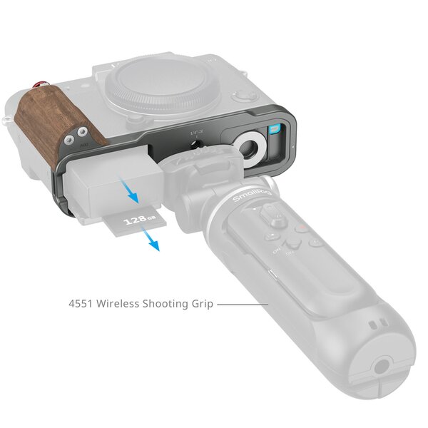 SmallRig L-förmiger Griff für FUJIFILM X-T30 III / X-T30 II / X-T30  Holz Holzkohle-Silber