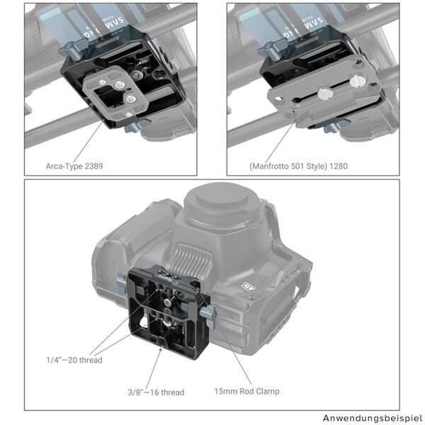 SmallRig Universal LWS Baseplate mit Dual 15mm Rod Clamp 