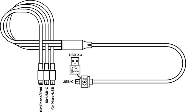 Smrter Hydra Ultra 5in1 Nylon-Ladekabel schwarz 