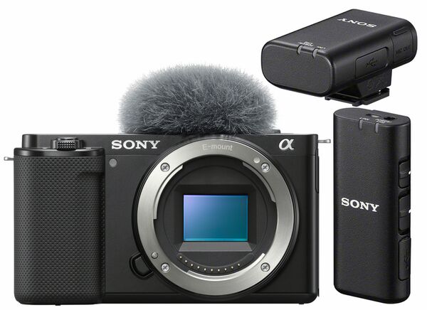 Sony Vlog-Kamera Alpha ZV-E10 + ECM-W2BT Bluetooth-Mikrofon 