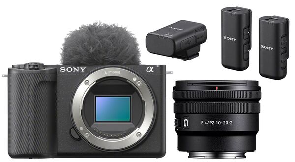 Sony Vlog-Kamera Alpha ZV-E10 II + SEL 10-20mm f/4.0 G PZ + Mikrofonsystem ECM-W3 Duo 
