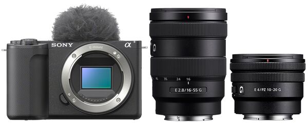 Sony Vlog-Kamera Alpha ZV-E10 II + SEL 16-55mm f/2,8 G + SEL 10-20mm f/4.0 G PZ 