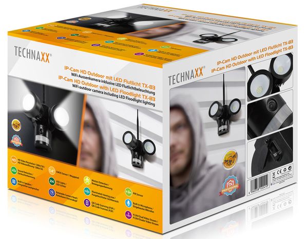 Technaxx TX-83 HD IP-Cam Flutlicht Überwachungskamera mit LED-Licht 
