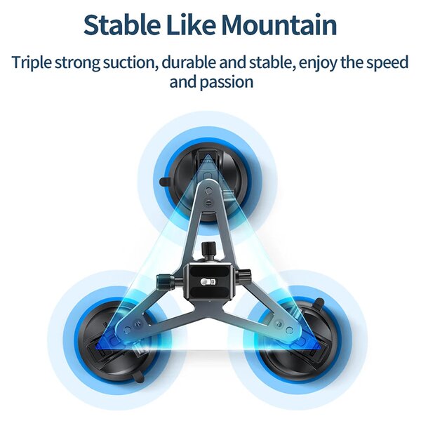 Telesin Dreifach-Saugnapf PRO Mount für GoPro 