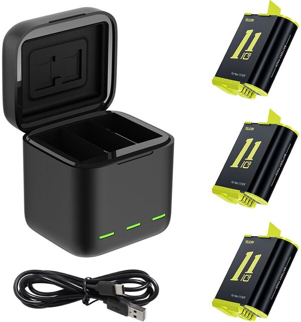Telesin Ladebox + 3x Accu GoPro 9/10/11 