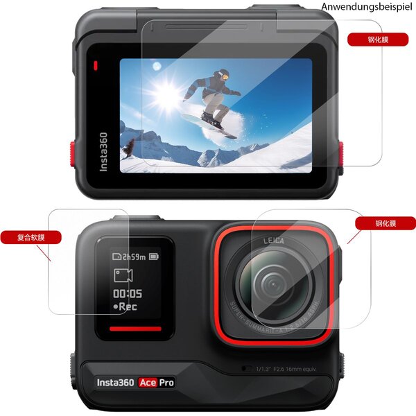 Telesin Screenprotector-Set gehärtetes Glas Insta360 Ace Pro 