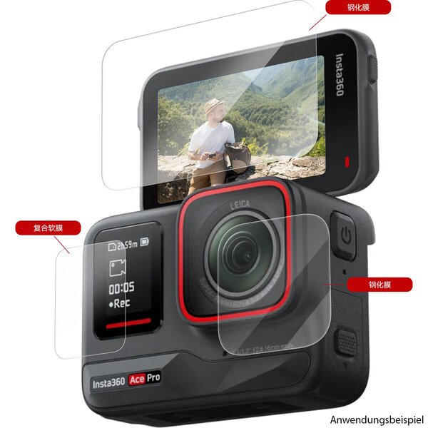 Telesin Screenprotector-Set gehärtetes Glas Insta360 Ace Pro 