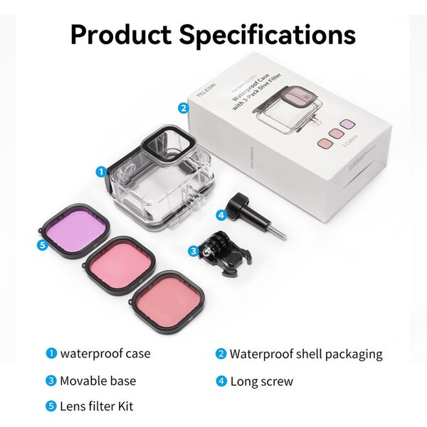 Telesin Wasserdichte Hülle+Tauchfilter-Set GoPro 13/12/11/10/9 