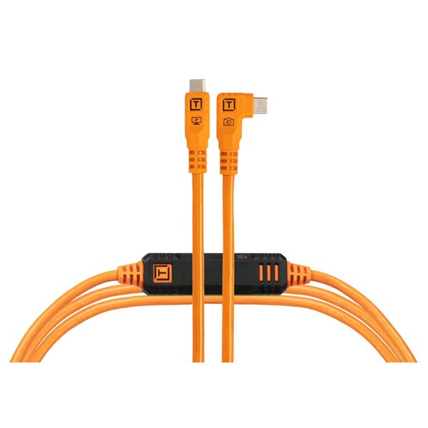 Tether Tools TetherPro Optima 10G Datenkabel mit TetherBoost USB-C  rechtsgewinkelt - 1,8 m (Orange)