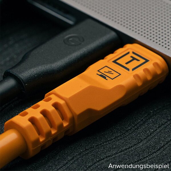 Tether Tools TetherPro Optima 10G Datenkabel mit TetherBoost USB-C  rechtsgewinkelt - 3 m (Orange)
