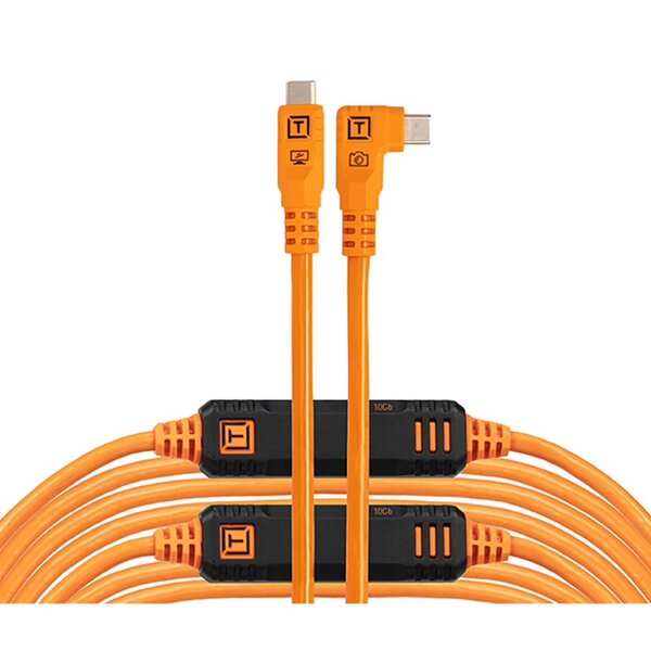 Tether Tools TetherPro Optima 10G Datenkabel USB-C an USB-C rechtsgewinkelt - 9,4 m  orange