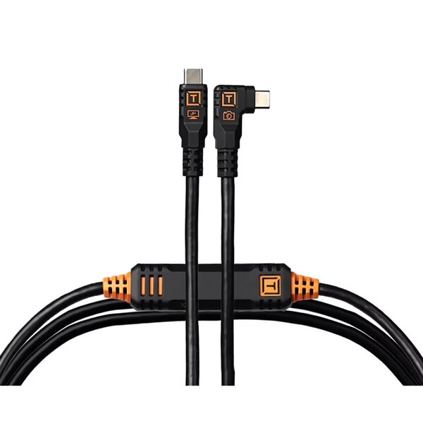 Tether Tools TetherPro Optima 10G Datenkabel USB-C an USB-C rechtsgewinkelt - 4,6 m  schwarz