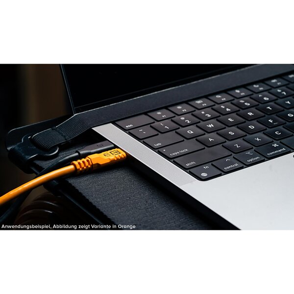 Tether Tools TetherPro Optima 10G Datenkabel USB-C an USB-C rechtsgewinkelt - 4,6 m  schwarz