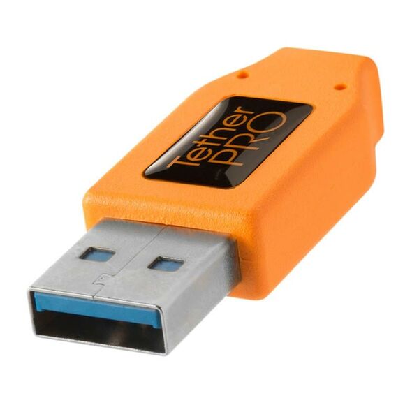 Tether Tools TetherPro SuperSpeed USB-Datenkabel für USB 3.0 Typ A an USB 3.0 Micro-B - 4,6 Meter Länge, gerader Stecker  orange