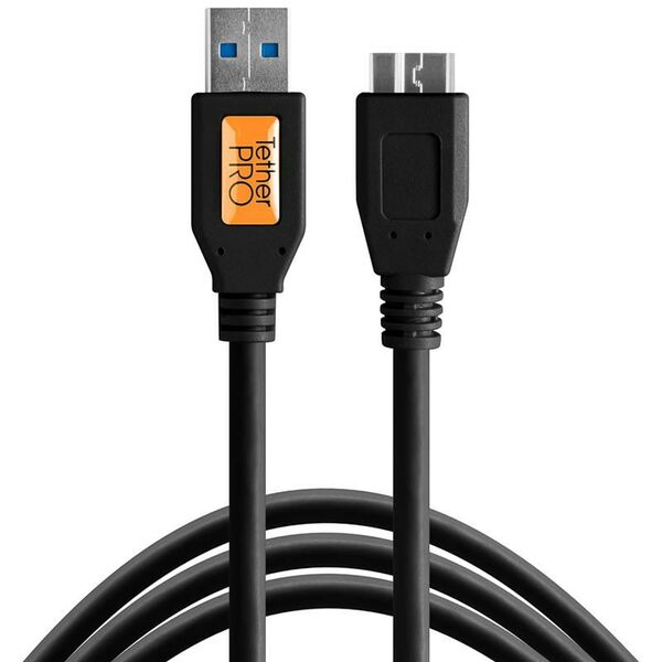 Tether Tools TetherPro SuperSpeed USB-Datenkabel für USB 3.0 Typ A an USB 3.0 Micro-B - 4,6 Meter Länge, gerader Stecker  schwarz