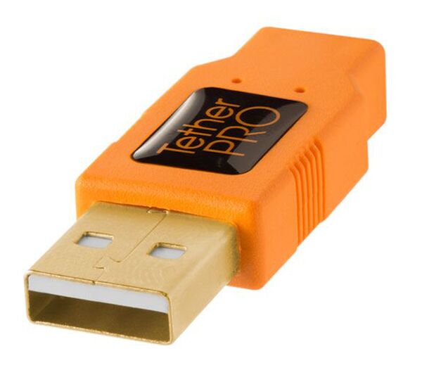 Tether Tools TetherPro USB-Datenkabel für USB 2.0 an USB 2.0 Mini-B (8-Pin)  4,6m Orange