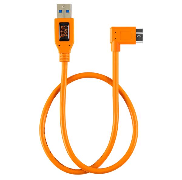 Tether Tools TetherPro USB-Datenkabel für USB 3.0 an USB 3.0 Micro-B - 0,5 m, rechtsgewinkelt  Orange