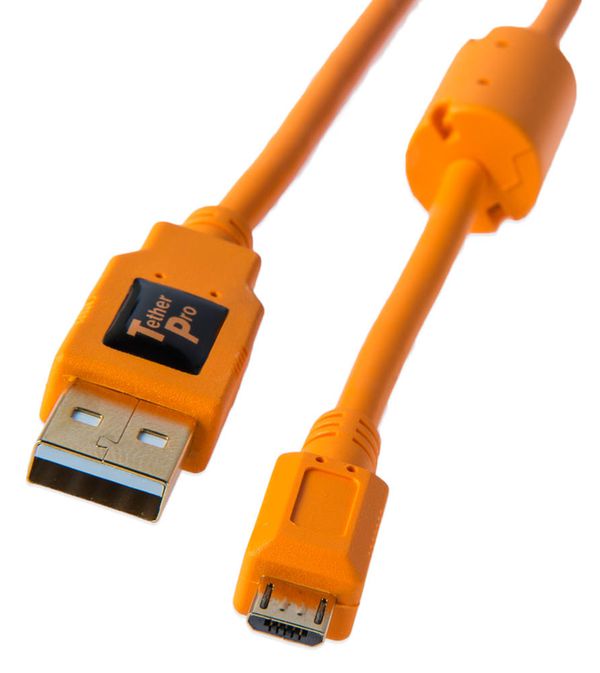 Tether Tools TetherPro USB-Datenkabel für USB 2.0 Typ A an USB 2.0 Micro-B (5-Pin) - 4,6 Meter Länge  orange