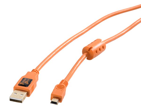 Tether Tools TetherPro USB-Datenkabel für USB 2.0 Typ A an USB 2.0 Mini-B (5-Pin) - 4,6 Meter Länge  orange