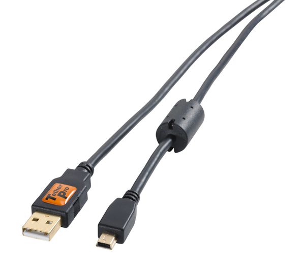 Tether Tools TetherPro USB-Datenkabel für USB 2.0 Typ A an USB 2.0 Mini-B (5-Pin) - 4,6 Meter Länge  schwarz